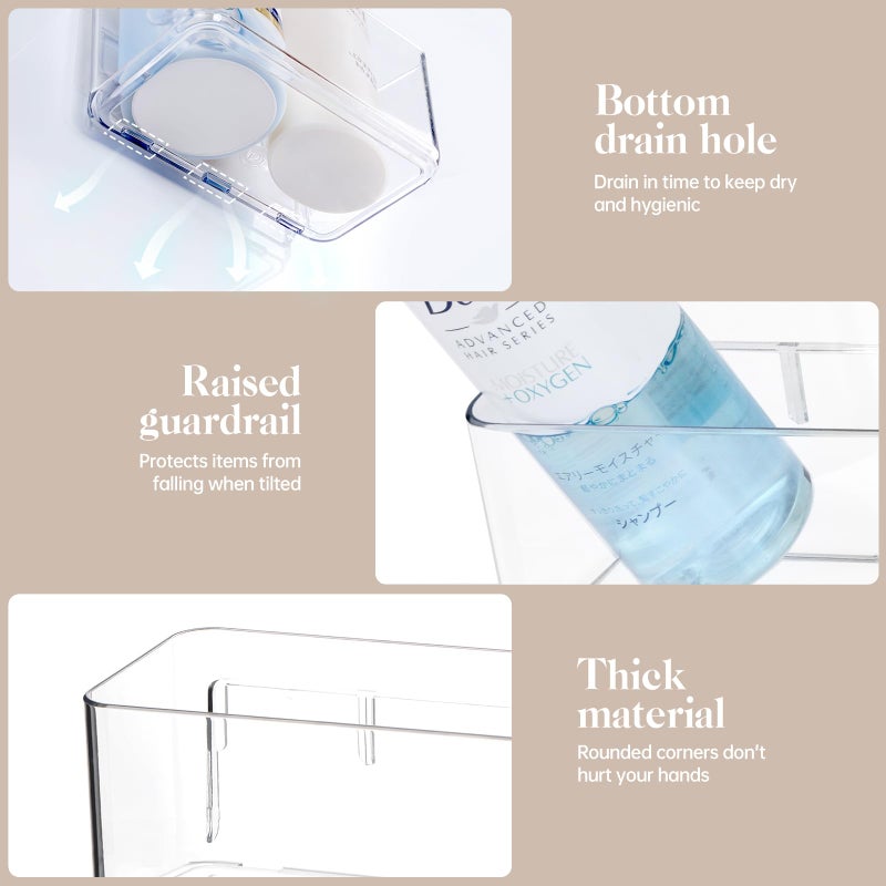 PAVSTINE 2 Pack Clear Shower Shelf, Adhesive Bathroom Shower Shelves, Wall Mounted Bathroom Shower Organizer, No Drill Shower Shelves with Self Adhesive Tape for Bathroom, Kitchen, Transparent - Image 3